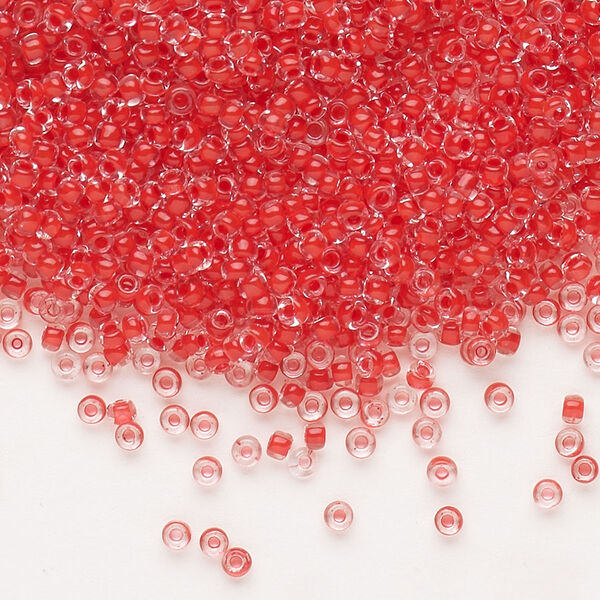 Seed bead, Dyna-Mites™, glass, pkg/1/2kg, #11 round, translucent inside dyed color red, (205 11/0 RR). image number 0