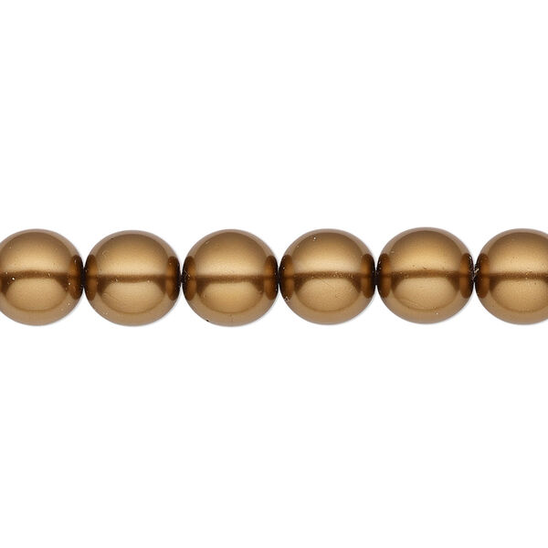 Bead, Czech pearl-coated glass druk, opaque sienna brown, 8mm round. Sold per 15-1/2" to 16" strand. image number 0