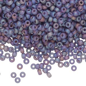 Seed bead, Miyuki, glass, pkg/250g, #8 rocaille, translucent matte rainbow light amethyst, (RR-157FR).