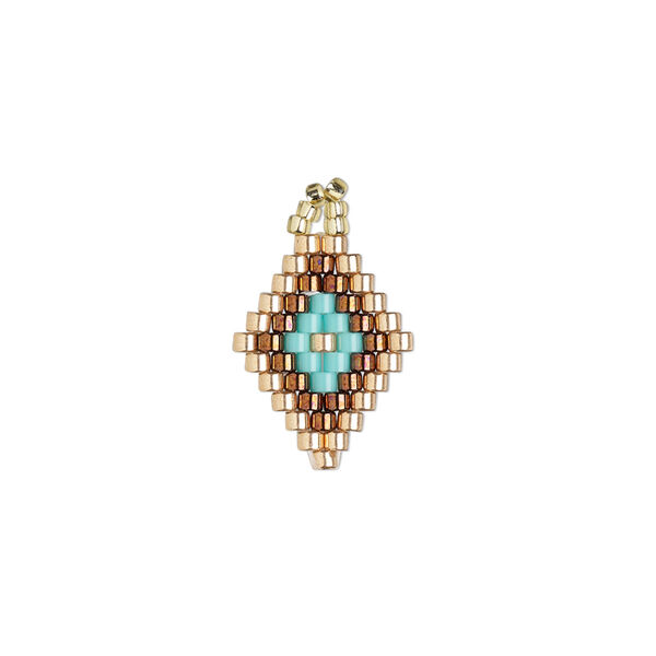 Drop, Creative Touch, glass, copper / bronze / turquoise blue, 17x13mm double-sided diamond. Sold individually. image number 0