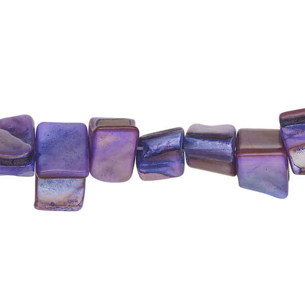 Mother-of-pearl shell 1pkg1, triangle tube bead 15 inch dark purple 8x6mm-12x10mm image number 0