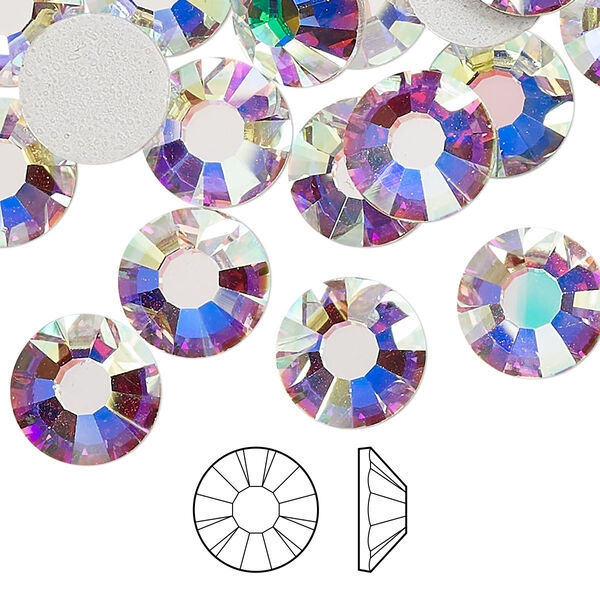 Flat back 12pk crystal AB foil back, Preciosa MAXIMA Czech crystal hotfix rhinestone 10.91-11.3mm chaton rose round SS48 image number 0