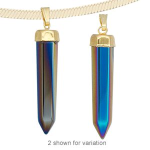 Hemalyke™ / brass 1pkg1, electroplated gold-finished point pendant 30x7mm-33x7mm