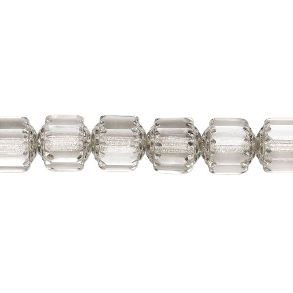 Bead, Czech glass, clear and metallic silver, 8mm round cathedral. Sold per 15-1/2" to 16" strand. image number 0