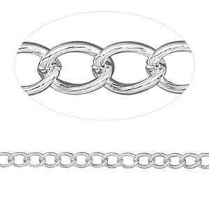 Extender chain 1pkg5 silver-plated curb, 3.5mm, brass 3 inch