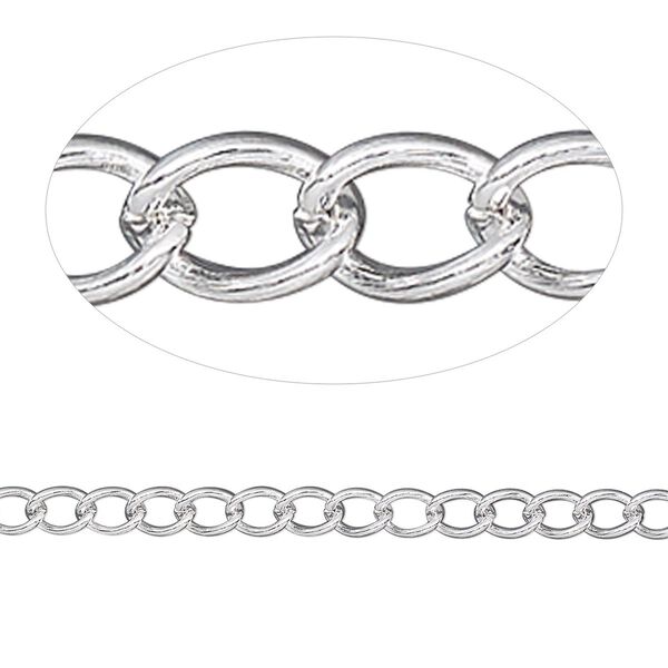 Extender chain, silver-plated brass, 3.5mm curb, 3 inches. Sold per pkg of 5. image number 0