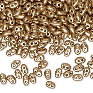 Seed bead, Preciosa Twin™ Czech glass, pkg/10g, 5x2.5mm oval, opaque gold gold, (01710).