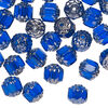 Bead 1pkg50 Czech glass, cobalt and metallic silver, 8mm round cathedral image number 0