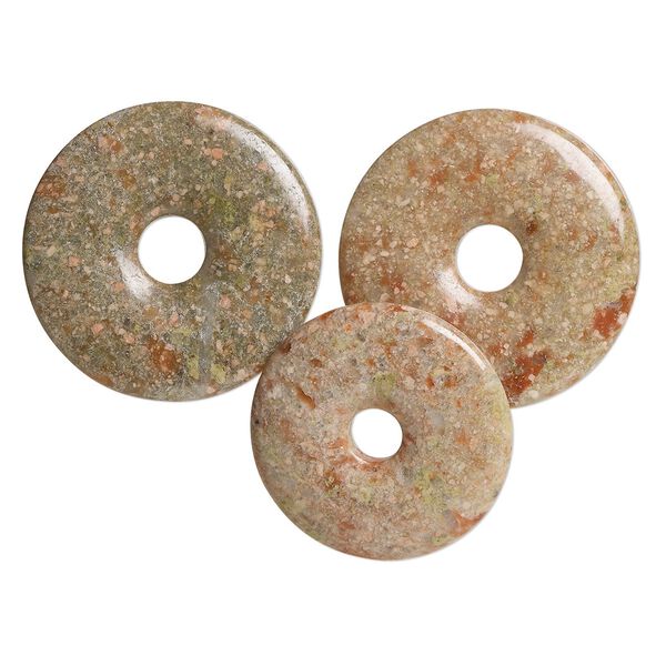 Focal mix, autumn jasper (natural), 40-45mm donut, B- grade, Mohs hardness 6-1/2 to 7. Sold per pkg of 3. image number 0