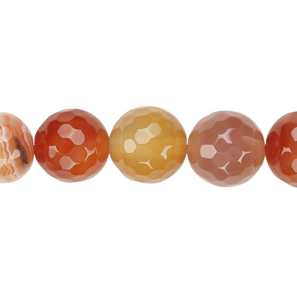 Red agate 1pkg1, faceted round bead B grade, 15 inch 11-12mm image number 0