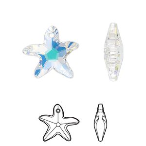 Drop 72pk crystal AB, Swarovski® 17x16mm pendant starfish 6721