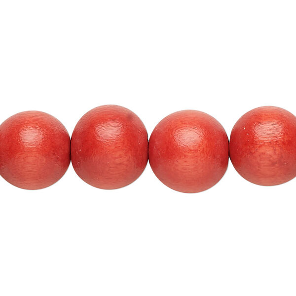 Bead, Taiwanese cheesewood (dyed / waxed), dark orange, 11-12mm round. Sold per pkg of (2) 15-1/2" to 16" strands. image number 0