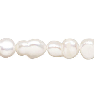 Freshwater pearl 1pkg1, flat-sided freeform, 15 inch white 9-11mm cultured