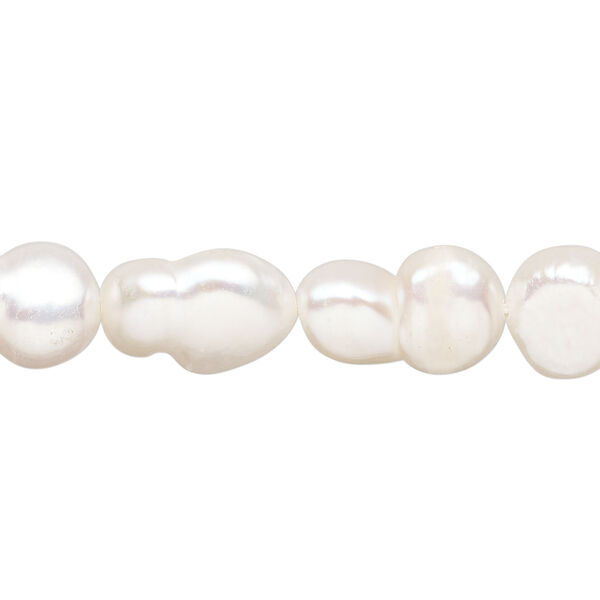 Freshwater pearl 1pkg1, flat-sided freeform, 15 inch white 9-11mm cultured image number 0