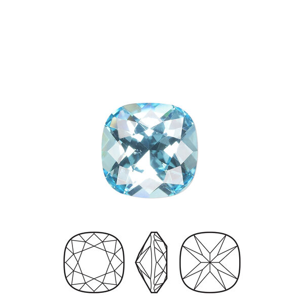 Fancy stone 144pk aqua bohemica foil back, Preciosa MAXIMA Czech crystal rhinestone 12mm cushion square image number 0