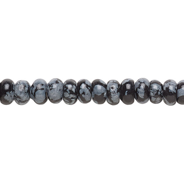 Bead, snowflake obsidian (natural), 6x3mm rondelle, B grade, Mohs hardness 5 to 5-1/2. Sold per 15-1/2" to 16" strand. image number 0
