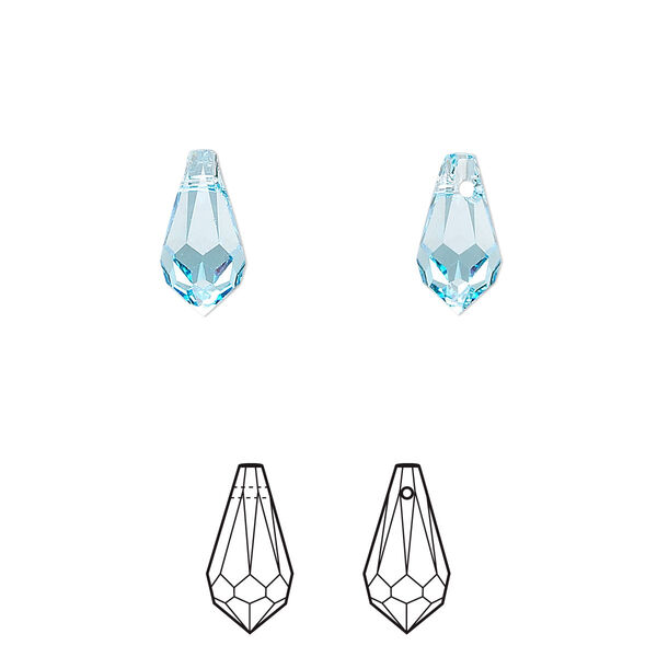 Drop 4pk aquamarine, Crystal Passions® 11x5.5mm pendant teardrop 6000 image number 0