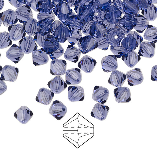 Bead 576pk tanzanite, Preciosa Czech crystal 5mm bicone image number 0
