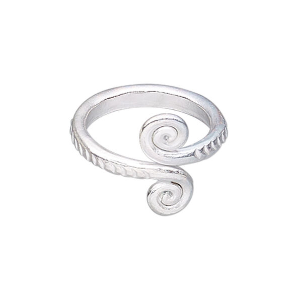 Ring, Hill Tribes, silver-plated copper, 17mm wide with double spiral design, size 7-1/2. Sold individually. image number 0