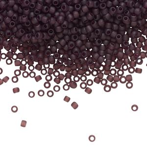 Seed bead, TOHO BEADS®, glass, pkg/7.5g, #11 round, translucent frosted amethyst (TR-11-6CF).