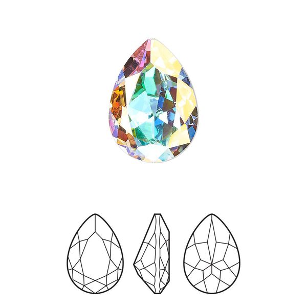 Fancy stone 72pk crystal AB foil back, Preciosa MAXIMA Czech crystal rhinestone 18x13mm pear image number 0