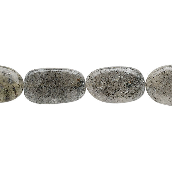 Bead, spotted quartz (natural), 12x8mm-20x11mm hand-cut flat oval, C grade, Mohs hardness 7. Sold per 13-inch strand. image number 0