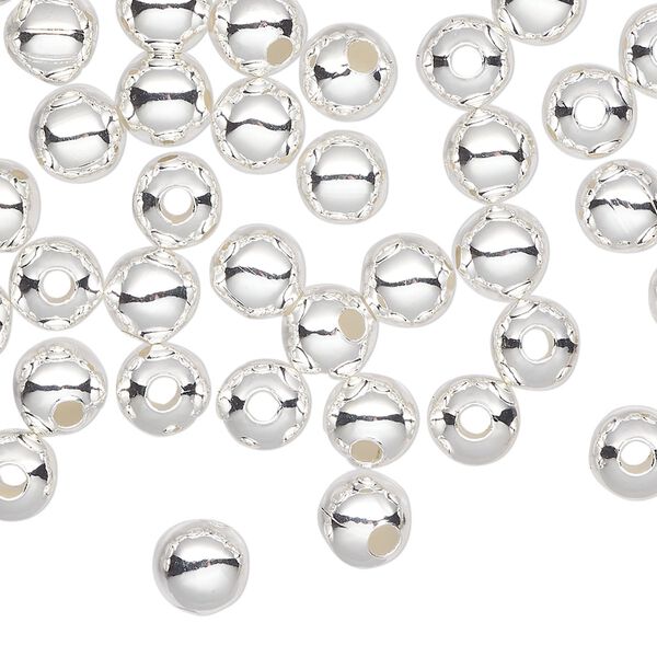 Bead, silver-plated steel, 6mm round. Sold per pkg of 100. image number 0