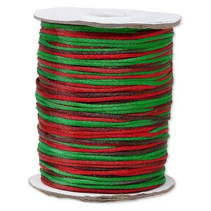 Cord, Satinique™, satin, Christmas, 1.5mm small. Sold per 400-foot spool.