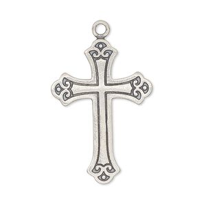 Focal, antiqued sterling silver, 30x21mm cross. Sold individually.