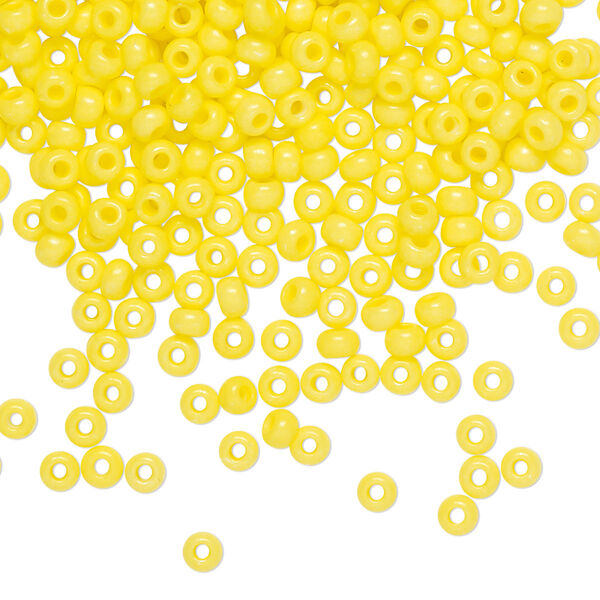 Seed bead, Preciosa Ornela Czech glass, pkg/50g, #8 rocaille, opaque terra intensive dyed yellow chalkwhite, (16A86). image number 0