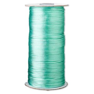 Cord, Satinique™, satin, sea foam green, 2mm regular. Sold per 400-foot spool.