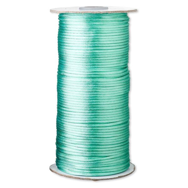 Cord, Satinique™, satin, sea foam green, 2mm regular. Sold per 400-foot spool. image number 0