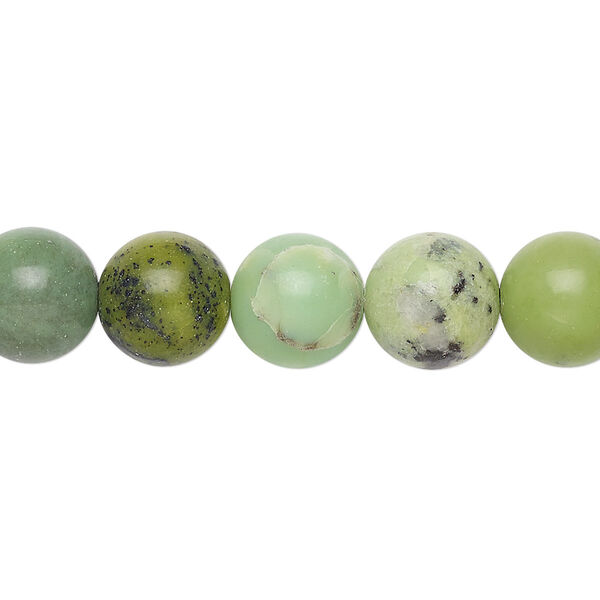 Bead, Chinese "chrysoprase" (serpentine) (natural), 10mm round, B- grade, Mohs hardness 2-1/2 to 6. Sold per 15-inch strand. image number 0