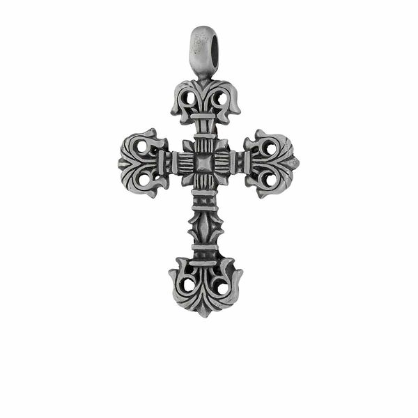 Pendant, antiqued "pewter" (zinc-based alloy), 65x41mm cross. Sold individually. image number 0