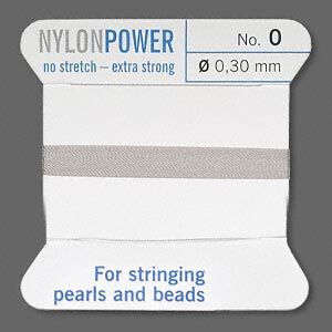 Thread, Griffin, nylon, grey, size #0. Sold per 2-meter card (approximately 78 inches).