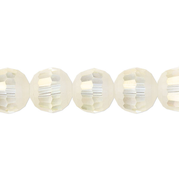 Bead 1pk 96 facets translucent crystal opal AB half-matte, Celestial Crystal® 12mm round 8 inch image number 0