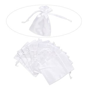 Pouch, satin, white, 6-1/4 x 4-3/4 inches with drawstring closure. Sold per pkg of 10.