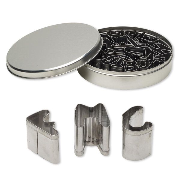 Clay cutter, stainless steel, 1-inch alphabet letters A-Z. Sold per 26-piece set. image number 0