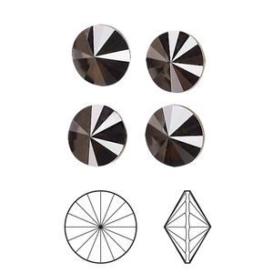 Chaton 12pk blue zircon red magma foil back, Crystal Passions® 6.14-6.32mm rivoli SS29 1122