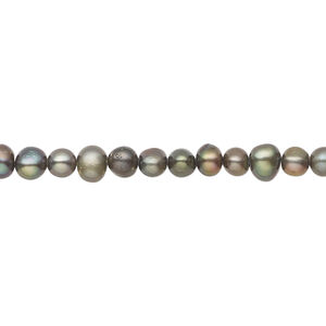 Freshwater pearl 1pkg1, semi-round, 15.5-16 inch green 4-5mm cultured