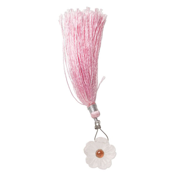 Light rose quartz / garnet 1pkg1, top-drilled hand-cut 1sided carved flower bead natural, 16mm image number 2