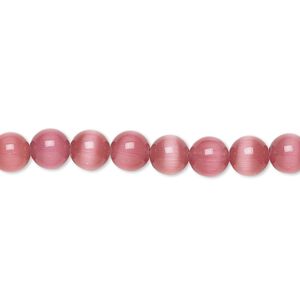Bead, cat's eye glass (fiber optic glass), dark pink, 6mm round, quality grade. Sold per 15-1/2" to 16" strand.