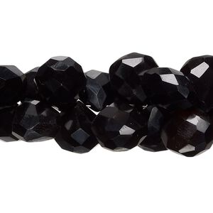 Black onyx 1pkg1, hand-cut top-drilled faceted puffed teardrop bead 8 inch 10-12mm