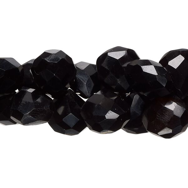 Black onyx 1pkg1, hand-cut top-drilled faceted puffed teardrop bead 8 inch 10-12mm image number 0