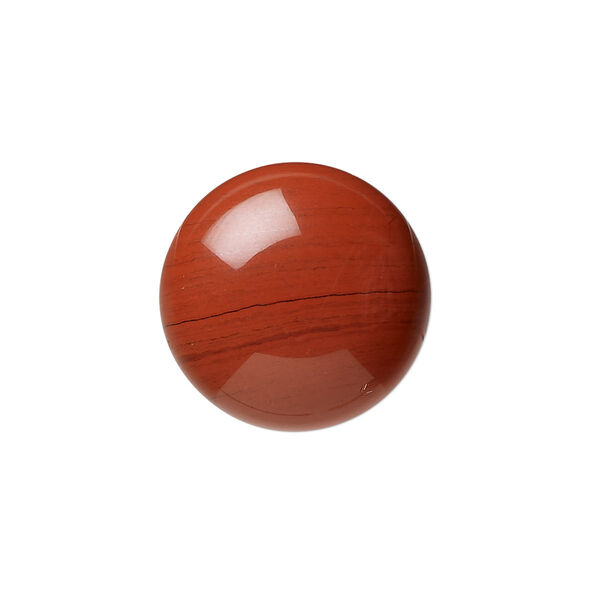 Cabochon, red jasper (natural), 20mm calibrated round, B grade, Mohs hardness 6-1/2 to 7. Sold per pkg of 2. image number 0