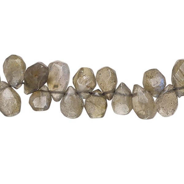 Labradorite 1pkg1, hand-cut top-drilled faceted puffed teardrop bead natural C- grade, 14 inch 7x4mm-9x6mm image number 0
