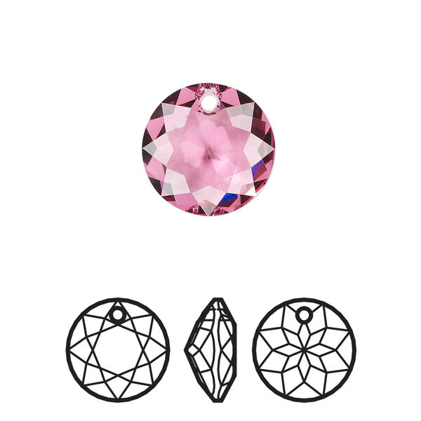 Drop 1pk rose, Crystal Passions® 14mm pendant classic cut 6430 image number 0