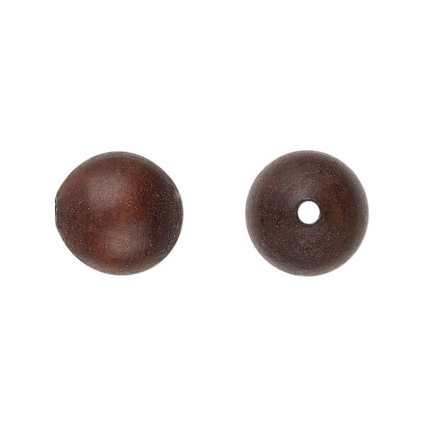 Bead, wood (natural), brown, 10-12mm hand-cut round. Sold per pkg of 8. image number 0