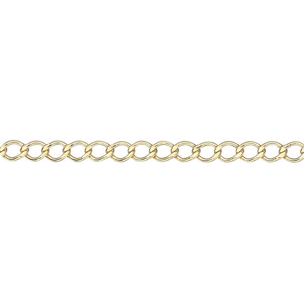 Chain, 14Kt gold-filled, 3mm flat curb. Sold per pkg of 5 feet. image number 0