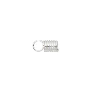 Cord coil, glue-in, silver-finished steel, 11x5.5mm with 3.5mm inside diameter. Sold per pkg of 40.
